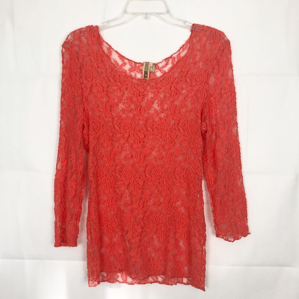 BKE Orange Lace Scoop Neck Top Size S Workwear Casual